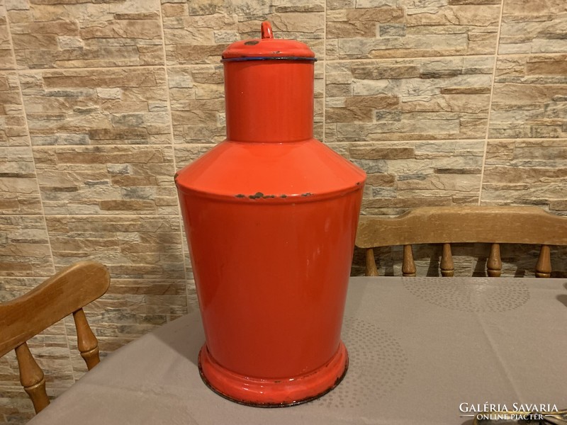 Jászkisér red enamel Ceglédi water jug, large size, rustic decoration, nostalgia, 36 cm. 7L