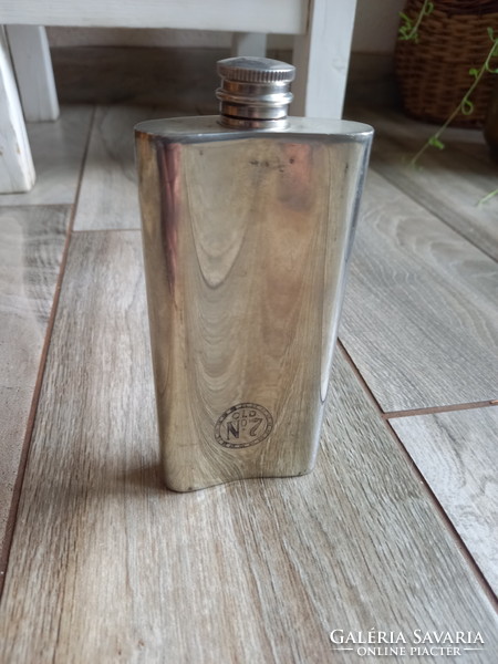 Old silver-plated jack daniels drinking flask (14.5x6.3x2.2)