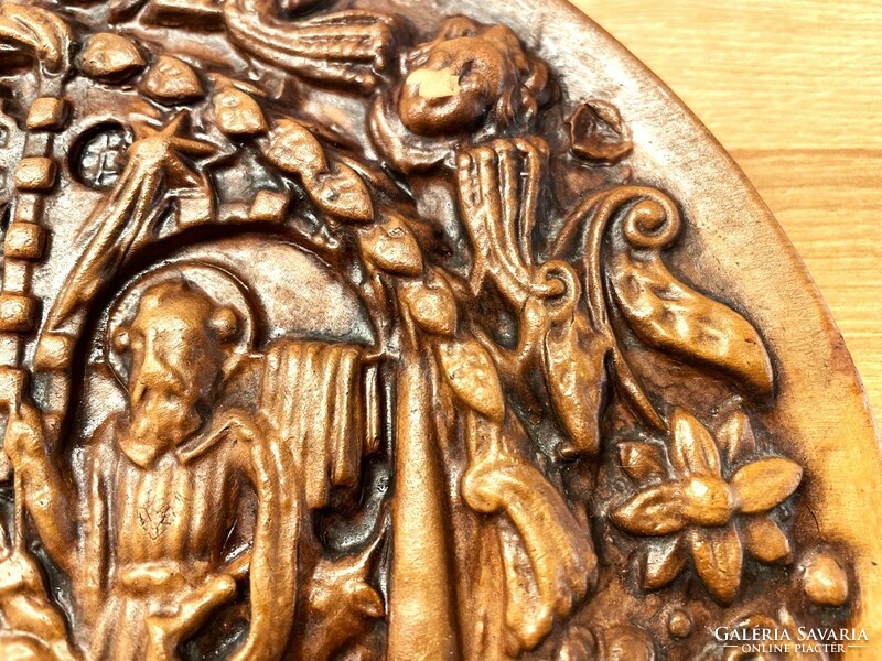Birth of baby Jesus - biblical scene - wall ceramic, wall decoration, marked