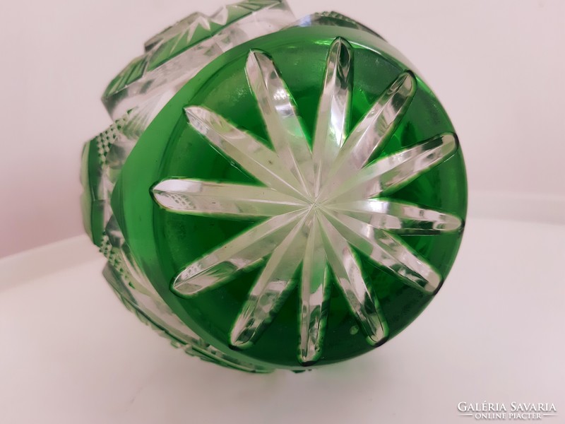 Ajkai Forgó Mintás Zöld Színű Ólomkristály Váza