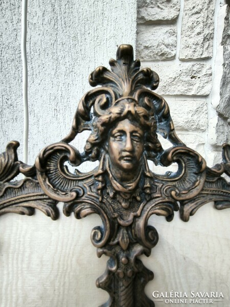 Hatalmas réz fotó keret angyalkàk Barokk figuràlis díszes dekoratív dupla fotókkal.1,4 kg