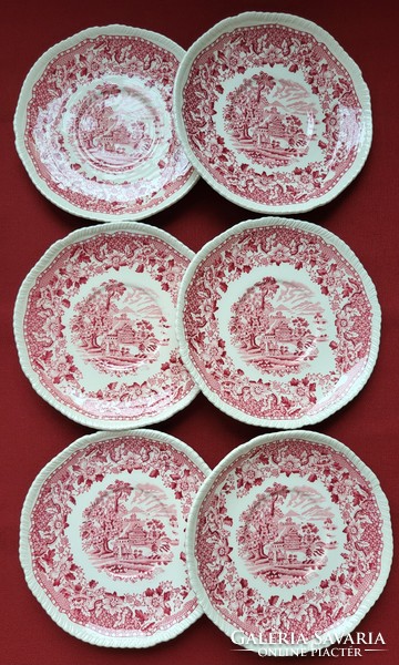 Seaforth woods burslem english burgundy scene porcelain saucer plate small plate