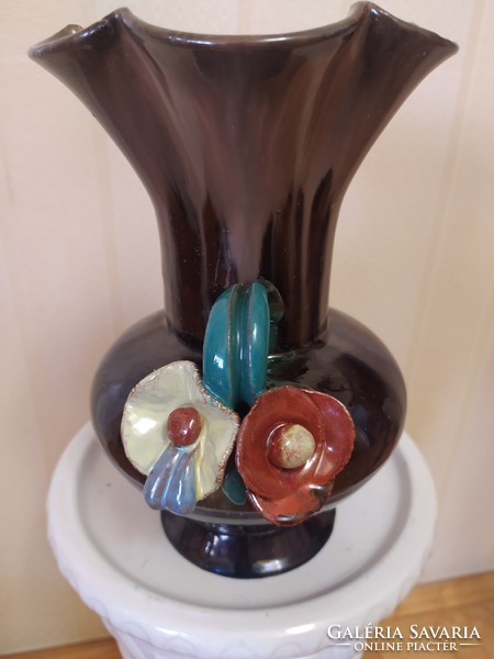Komlós: art deco two-handled ceramic vase in good condition, 23 cm