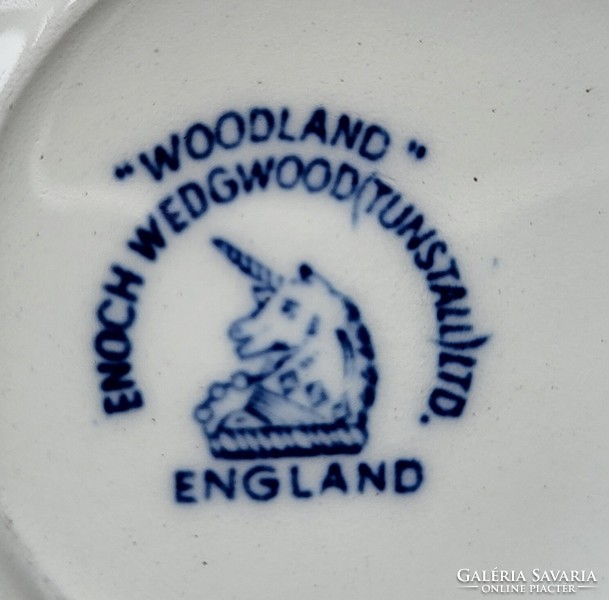 Woodland Wedgwood angol porcelán kék jelenetes csészealj tányér kistányér