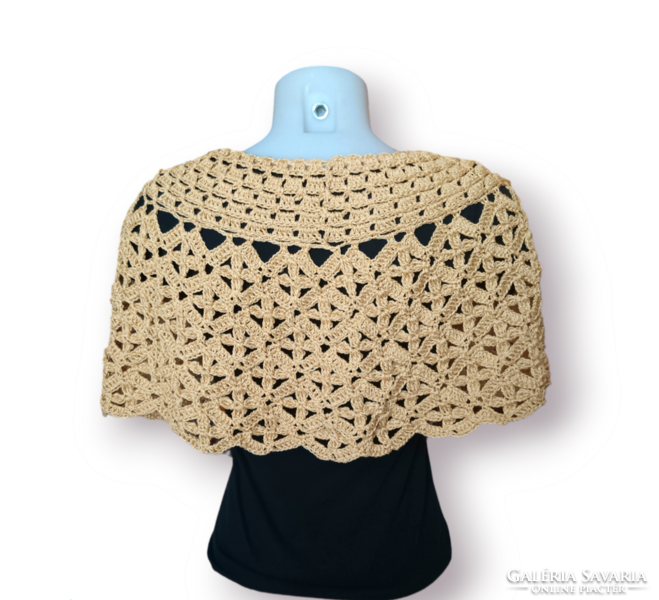 Wheat yellow, elegant, crocheted short poncho