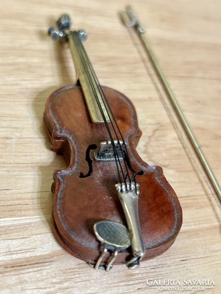 Violin silver wooden miniature