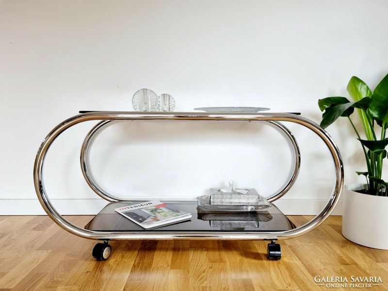 Bauhaus tubular glass table, coffee table