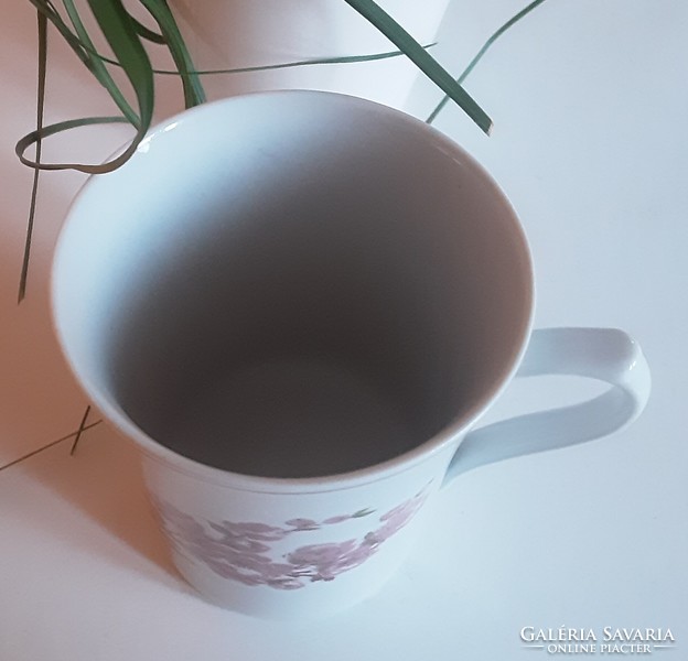 Romanian handmade porcelain mug with cherry blossoms