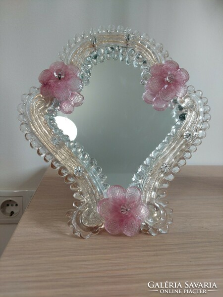 231T. Beautiful Venetian handmade Murano table mirror from the 1950s