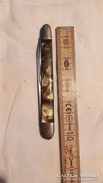 Double-edged knife with interesting markings (sickle, hammer), pocket knife