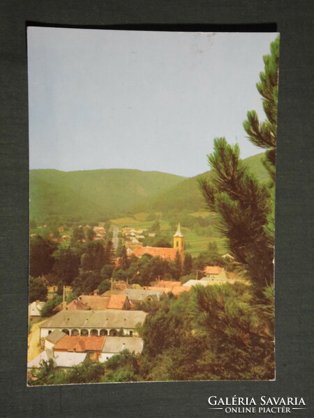 Postcard, bakonybél, village view detail, from a bird's eye view