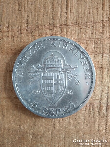 Szent István ezüst 5 pengős 1938