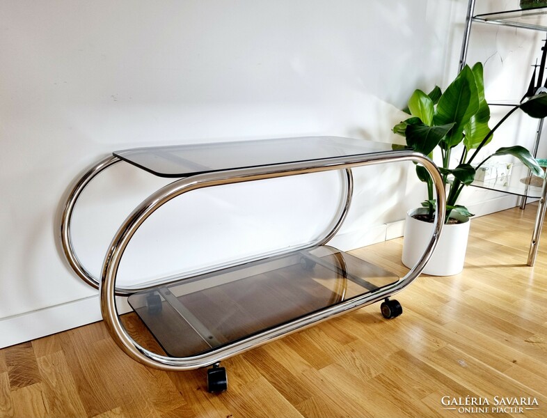 Bauhaus tubular glass table, coffee table