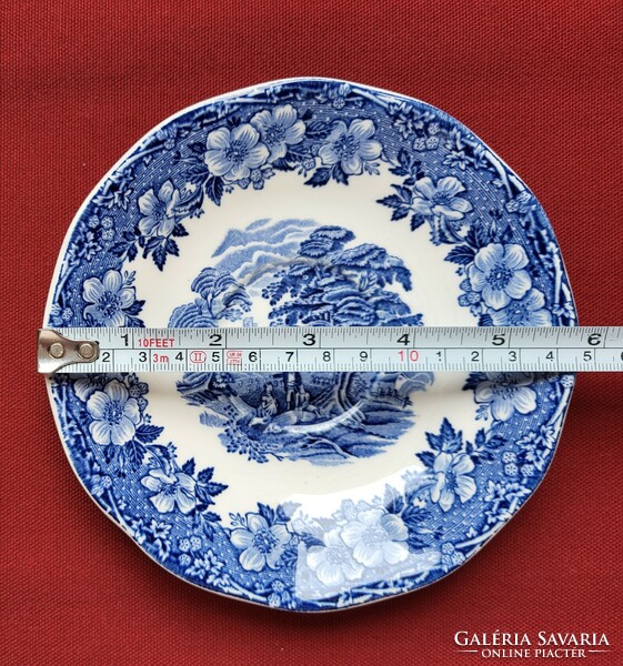 Woodland Wedgwood angol porcelán kék jelenetes csészealj tányér kistányér