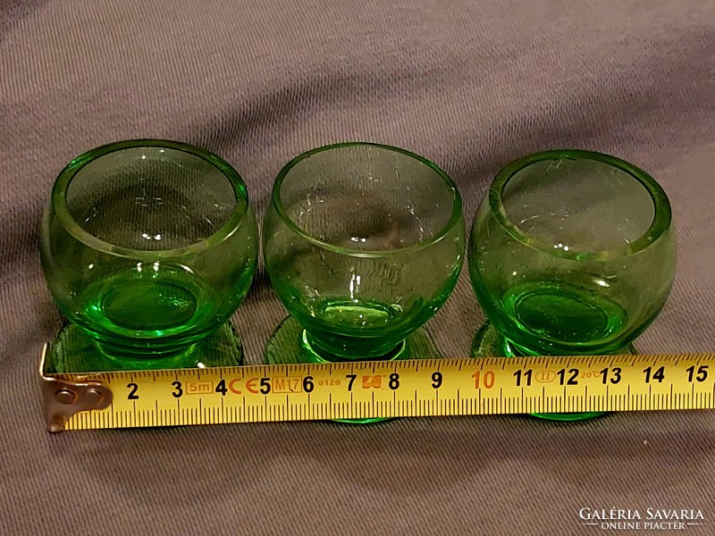 Uranium glass cups. 3 Pcs