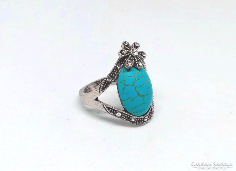 Tibetan silver turquoise stone ring 281