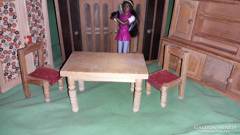 Today, antique West German wooden toy doll furniture for 12-14 cm dolls, all in one, according to the pictures