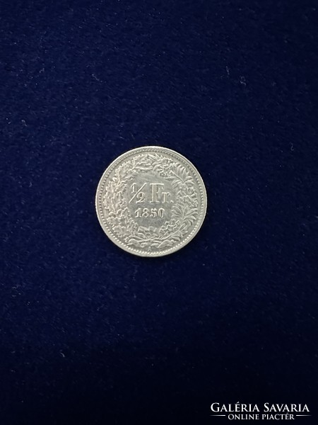 1850-es ezüst svájci 1/2 frankos érme