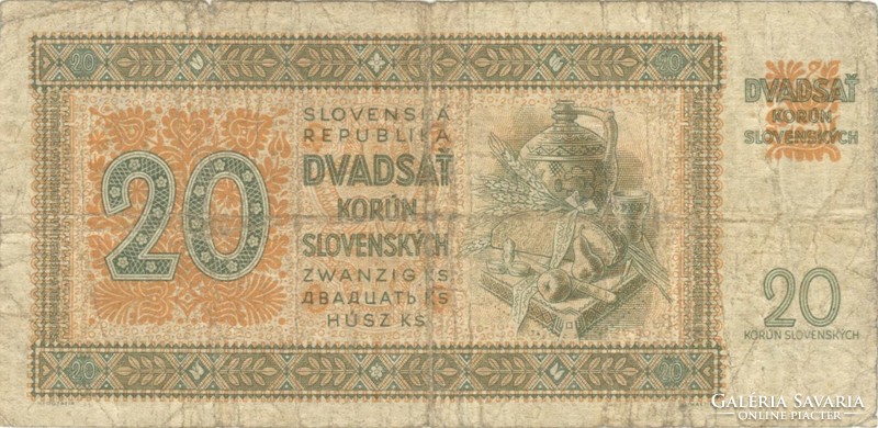 20 korun korona 1942 Szlovákia 2.