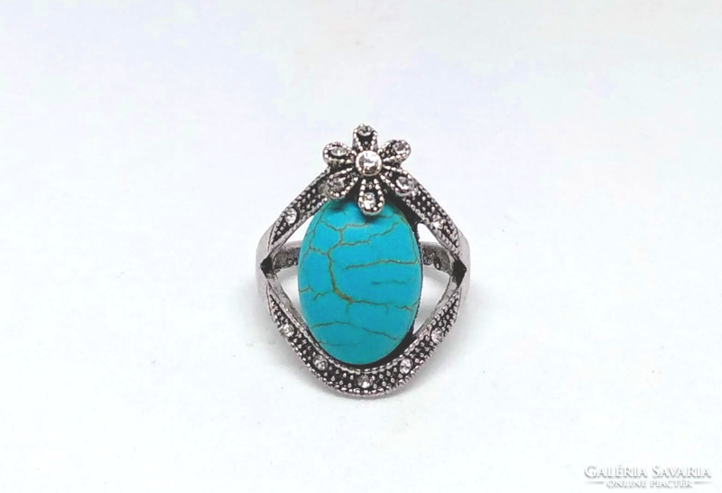 Tibetan silver turquoise stone ring 281