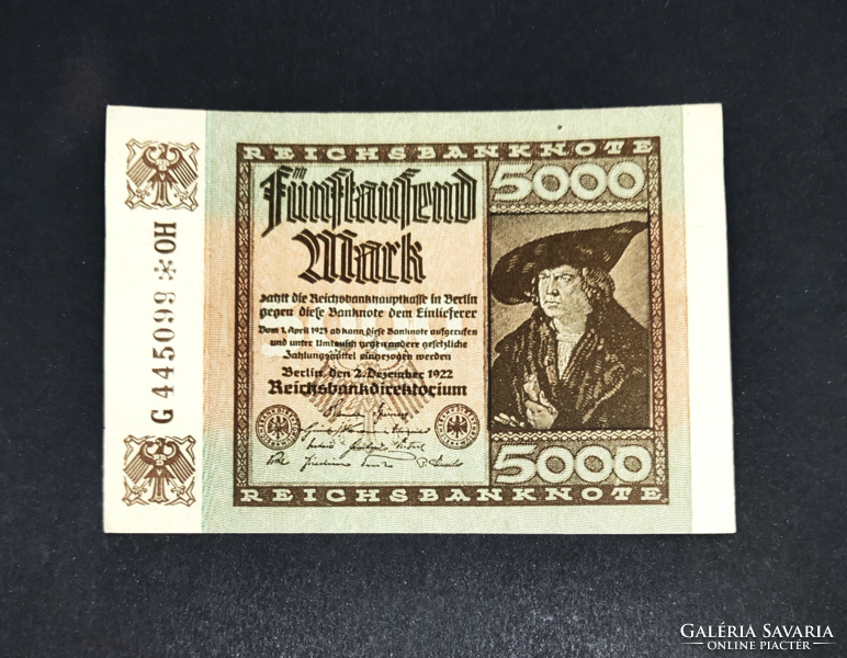 Germany 5,000 Marks 1922, aunc