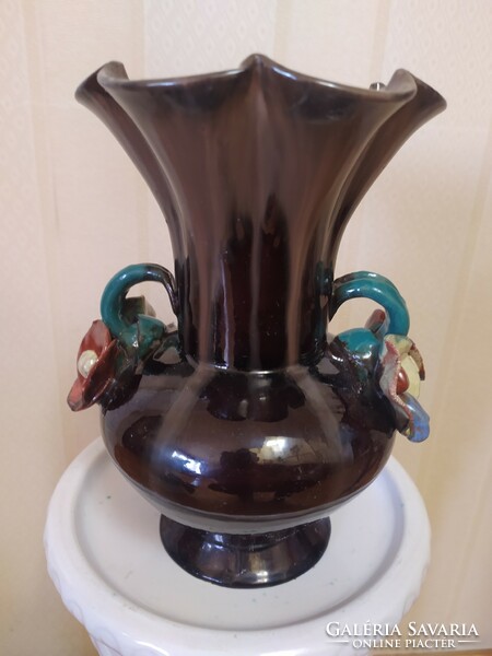 Komlós: art deco two-handled ceramic vase in good condition, 23 cm