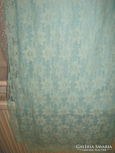 Turquoise lace scarf stole 200 cm x 45 cm