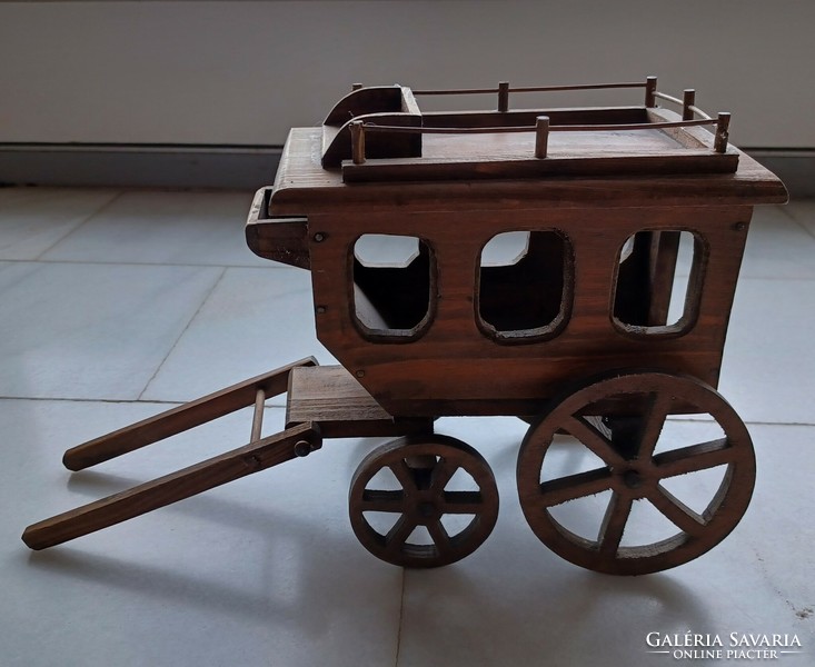 Old stagecoach/carriage model, mock-up, handicraft made of wood