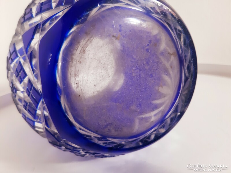 Antik Kék Színű Ólomkristály Váza