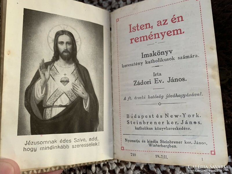ISTEN AZ ÉN REMÉNYEM réz csatos imakönyv keresztény katolikusok számára, 1926-ból