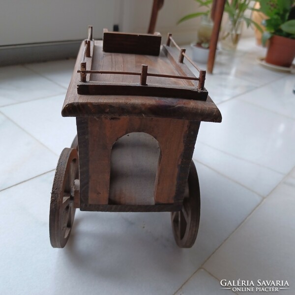 Old stagecoach/carriage model, mock-up, handicraft made of wood