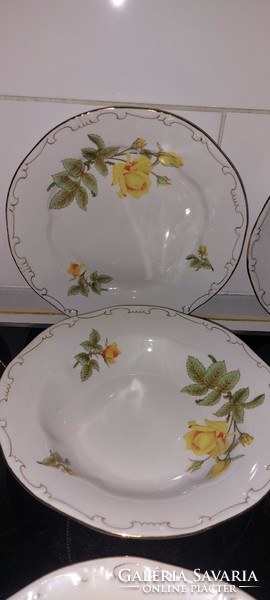 Zsolnay sárga rózsás tányér készlet