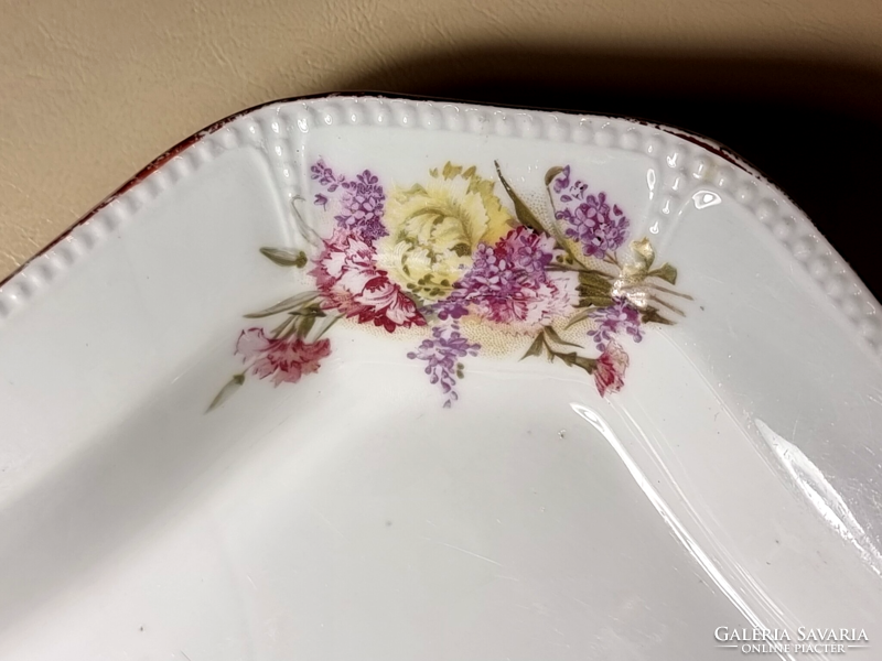 Régi 8 szögletű csodaszép orgonás porcelán tál/ tányér