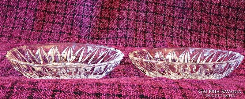 2 pcs. Old, polished, lead crystal plate, bowl. 14.5 cm diameter. 3 cm high.