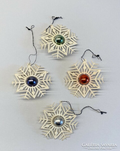 Old plastic Christmas tree ornaments star snowflake