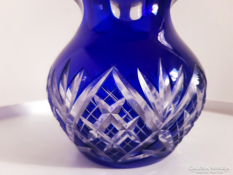 Antik Kék Színű Ólomkristály Váza