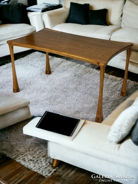 Coffee table - made of ash wood, with selected wood grain, new