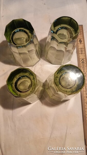 4 beautiful, interesting green glasses polished to a flat surface