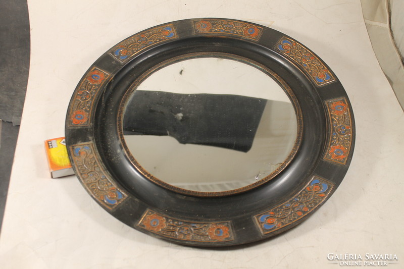 Applied art enameled copper wall mirror 647