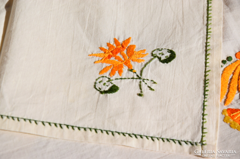 Never used old linen hand-embroidered tablecloth tablecloth tablecloth 6 napkins 140 x 140 30 x 30