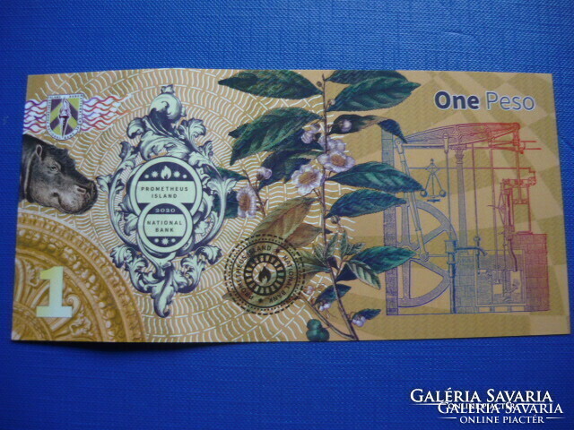 Prometheus island 1 peso 2020 flower hippo! Rare fantasy paper money! Unc!