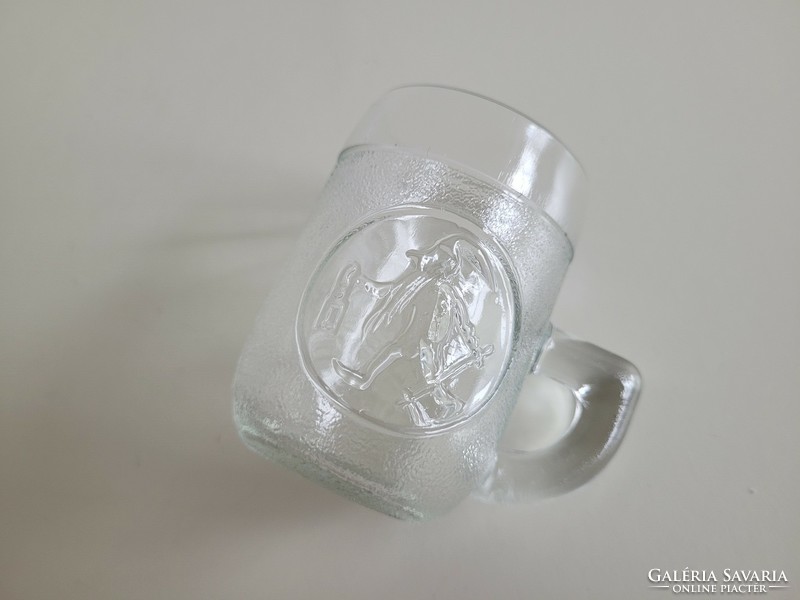 Régi rerto törpés üveg kis gyerek bögre füles pohár törpe mintás bögre