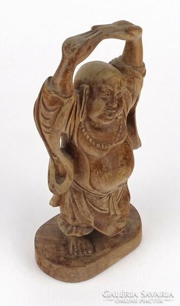 1P671 carved standing laughing Buddha statue oriental ornament 18.5 Cm