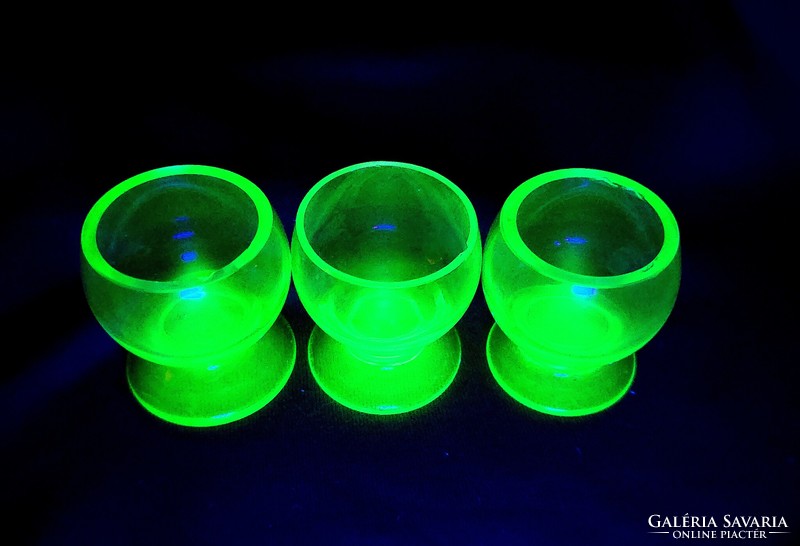 Uranium glass cups. 3 Pcs