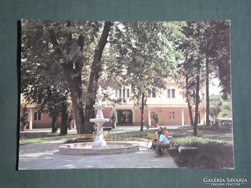 Postcard, balf, sanatorium park, fountain, view detail