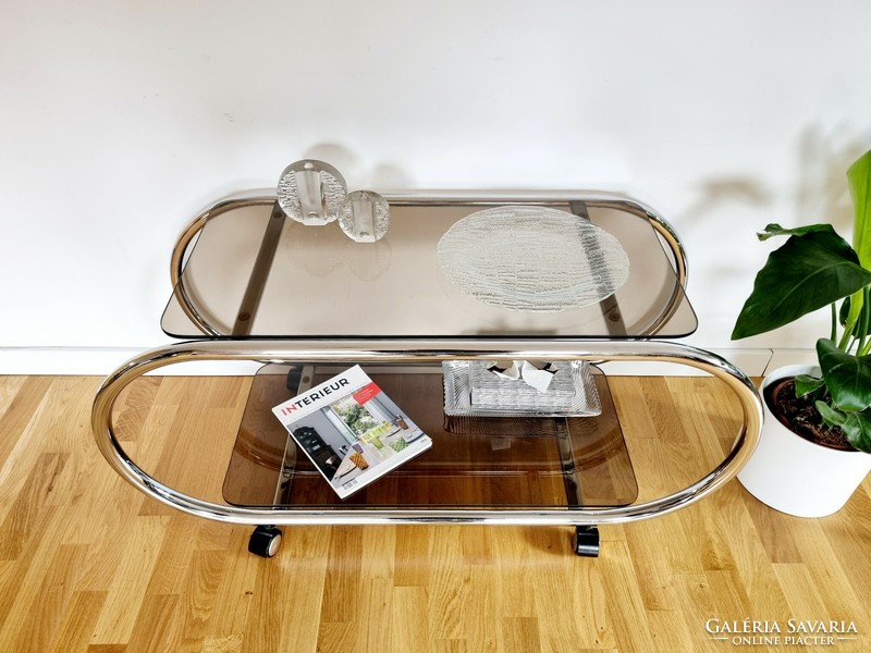 Bauhaus tubular glass table, coffee table