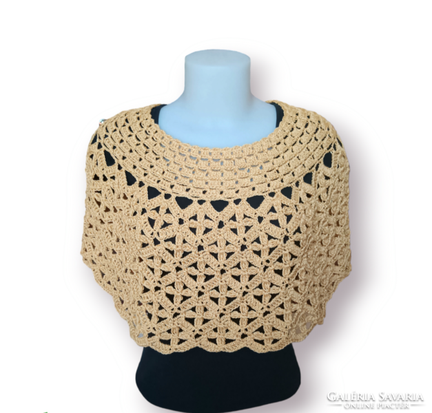 Wheat yellow, elegant, crocheted short poncho