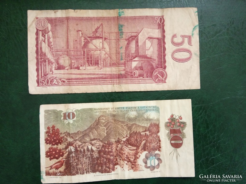 Czechoslovakia 50 kroner 1964 and 10 kroner 1986