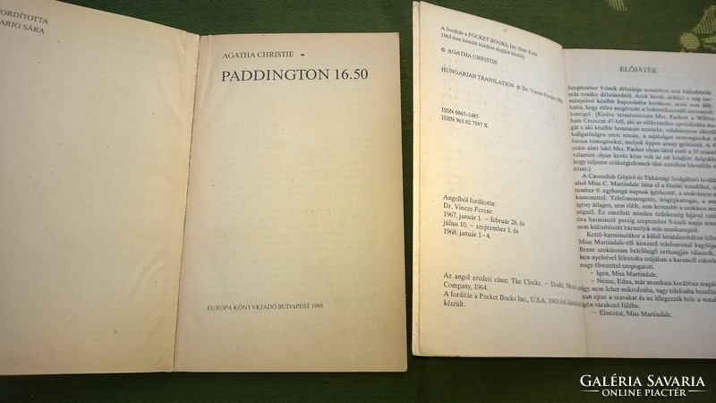 2 Agatha könyv-Agartha Christie Paddington 16:59, Órák, 1988/1990
