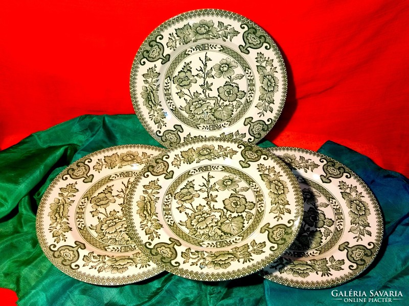 English green porcelain plate....Ironstone cake.